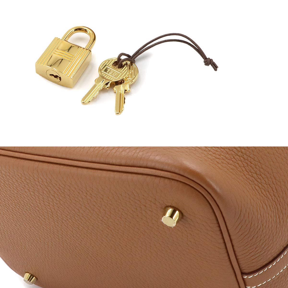 Picotin Lock MM Hand Bag Taurillon Clemence Gold Purse
