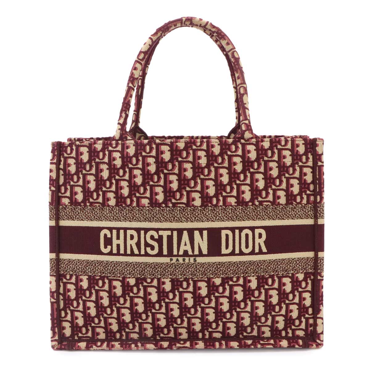 Oblique Book Tote Medium Bag Canvas Bordeaux M1296ZRIW