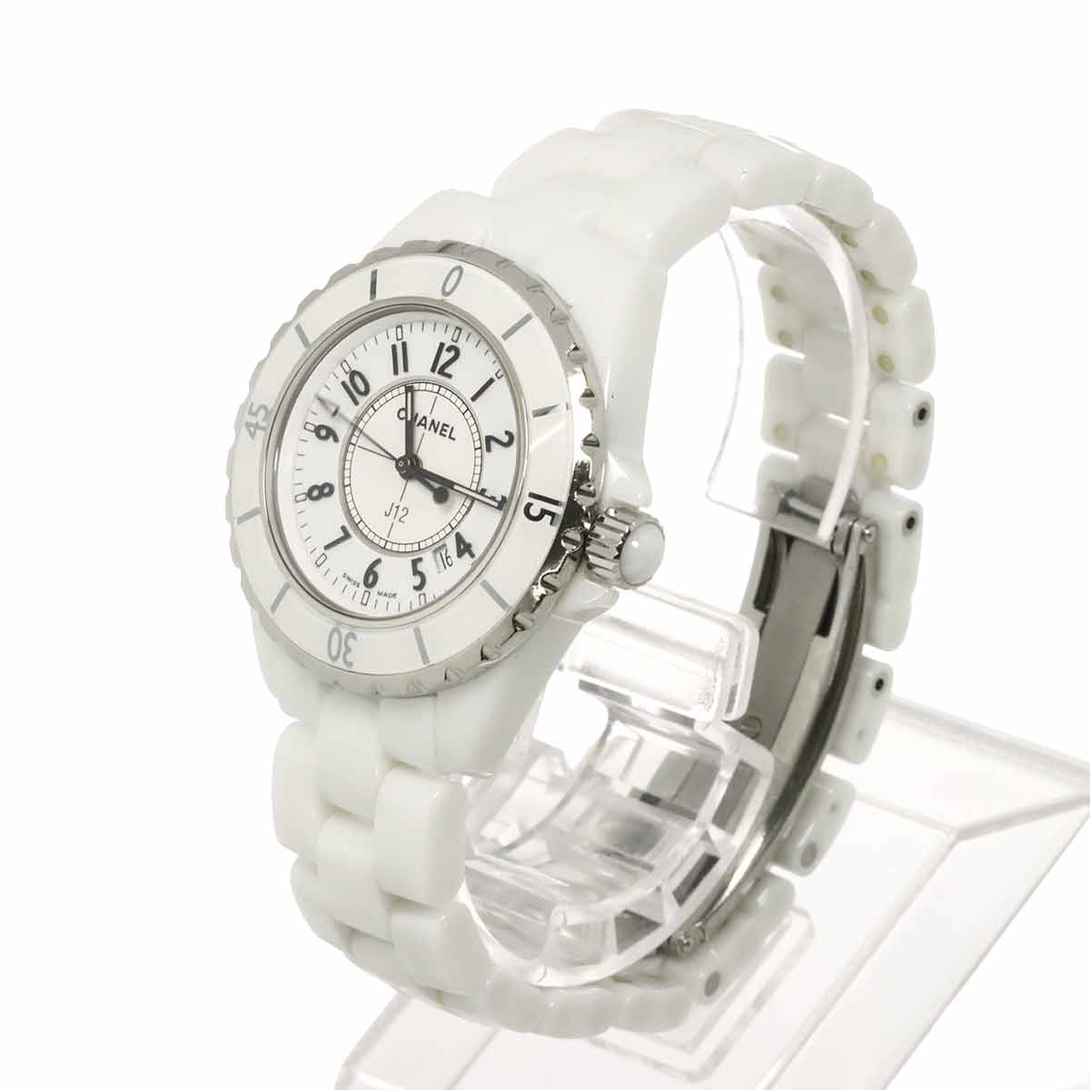J12 33mm H0968 Date Ceramic Quartz White Dial Ladies Watch