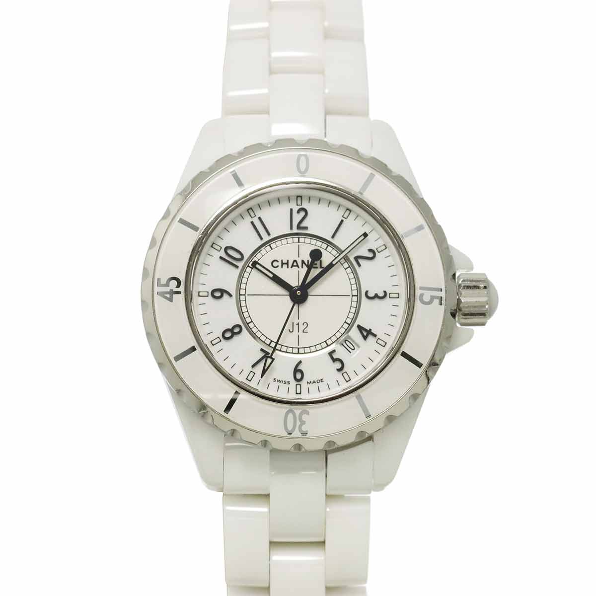 J12 33mm H0968 Date Ceramic Quartz White Dial Ladies Watch