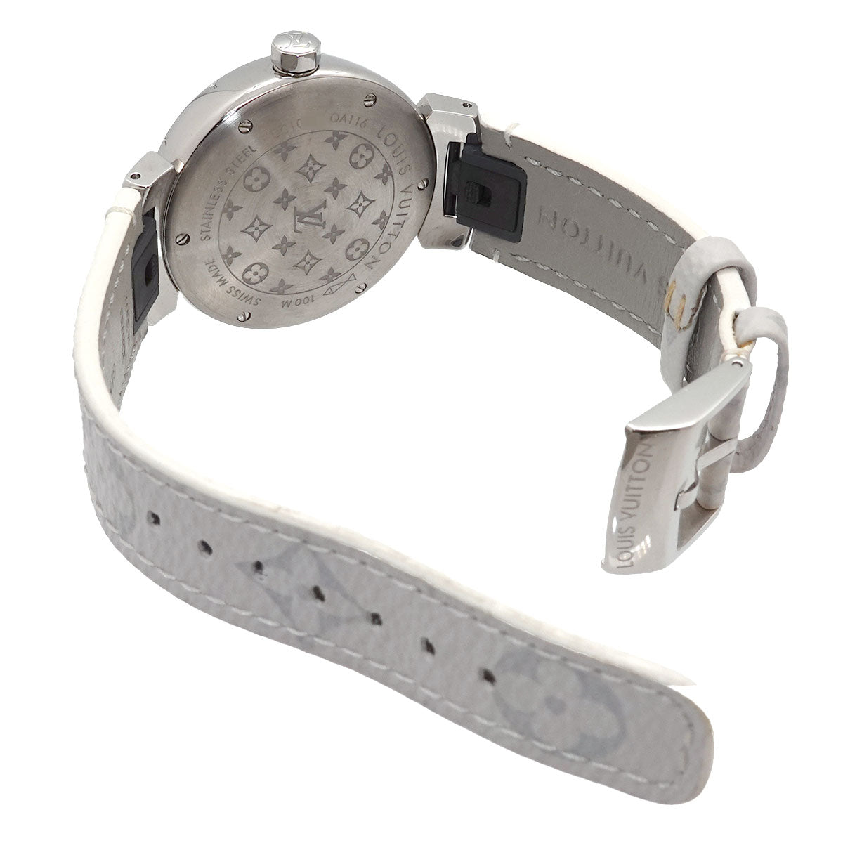 Tambour MM QA116 Quartz Monogram White Dial Ladies