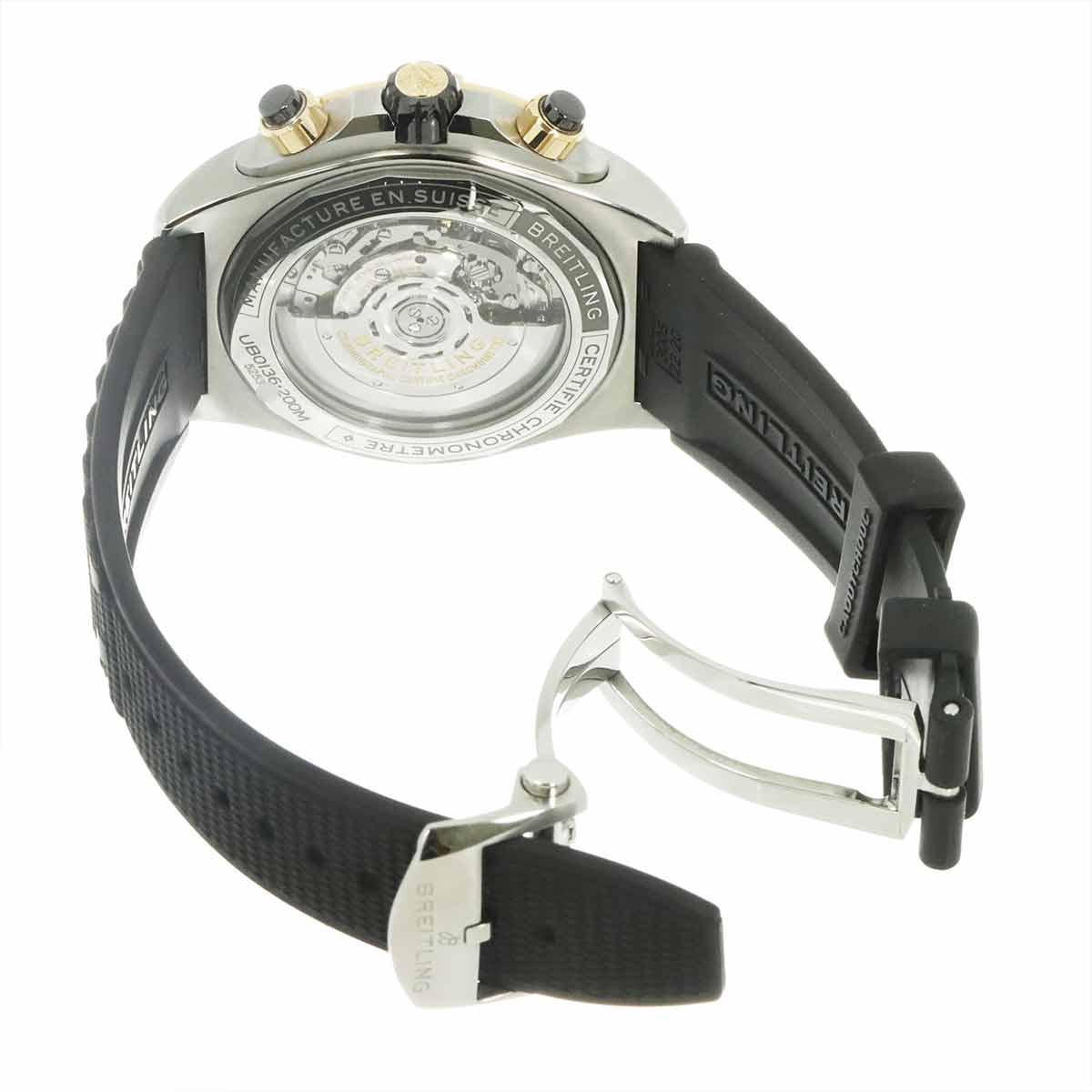 Super Chronomat 44 UB0136 750 Pink Gold Black Dial Mens