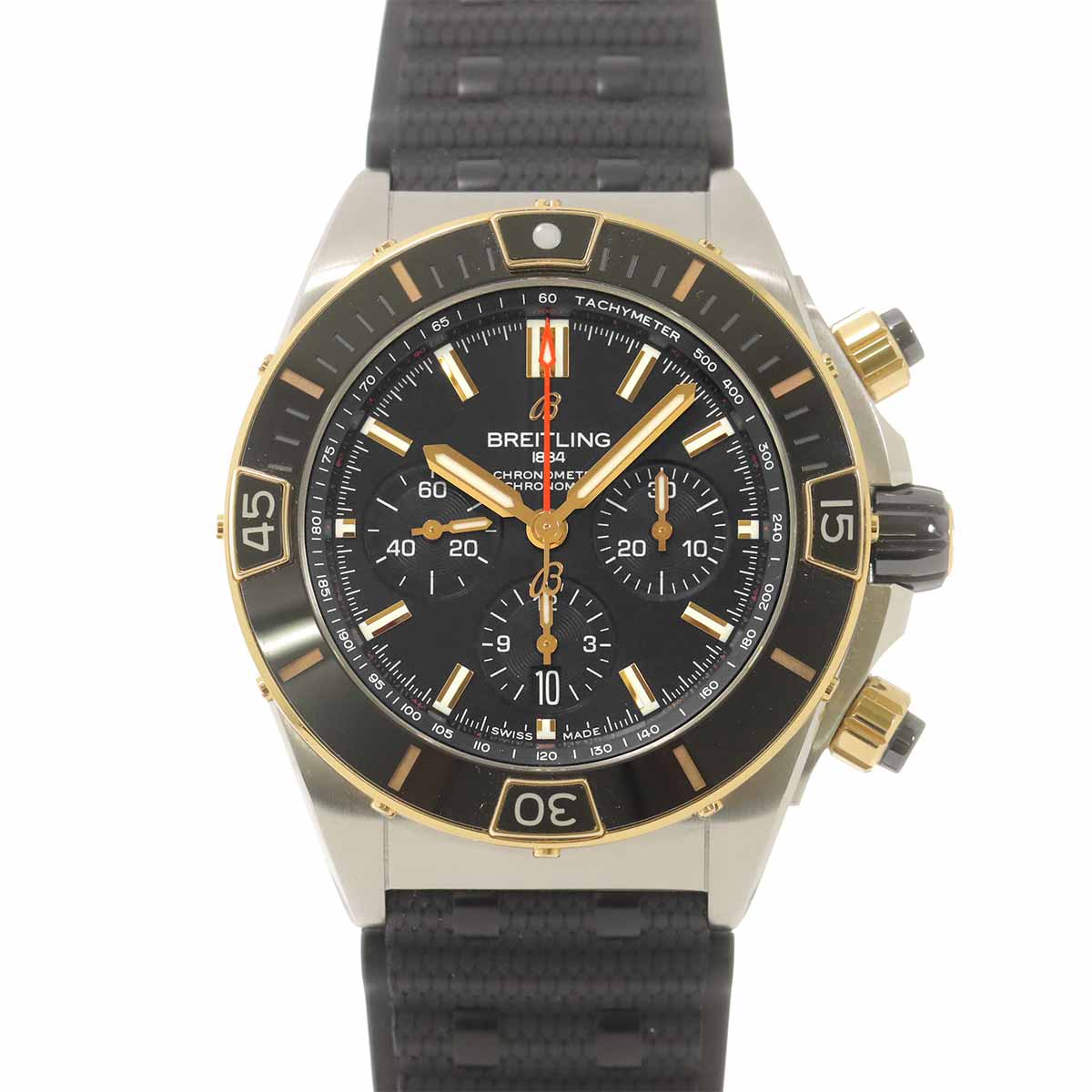 Super Chronomat 44 UB0136 750 Pink Gold Black Dial Mens