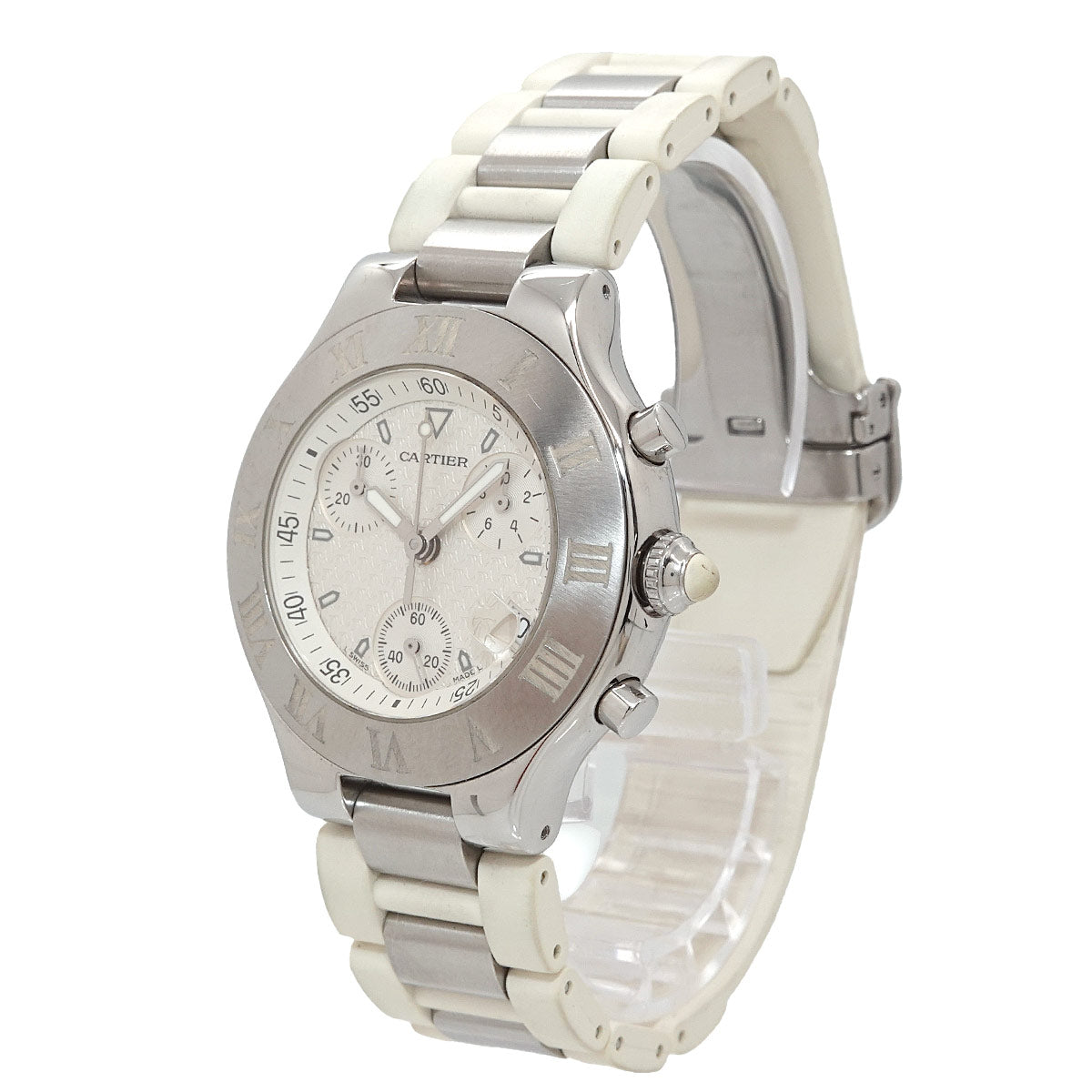 Must 21 Chronoscaph W10184U2 Date Quartz White Dial Mens