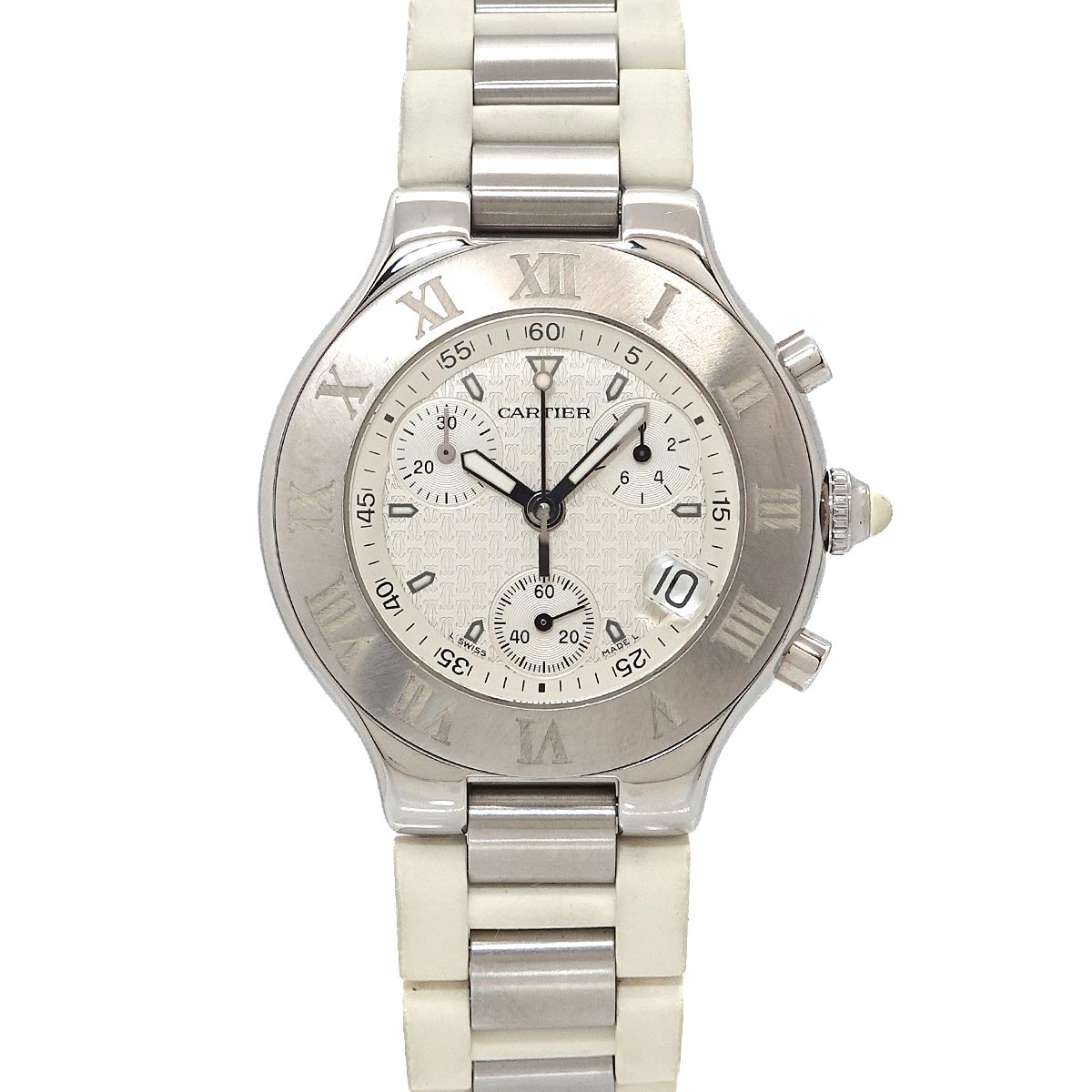 Must 21 Chronoscaph W10184U2 Date Quartz White Dial Mens