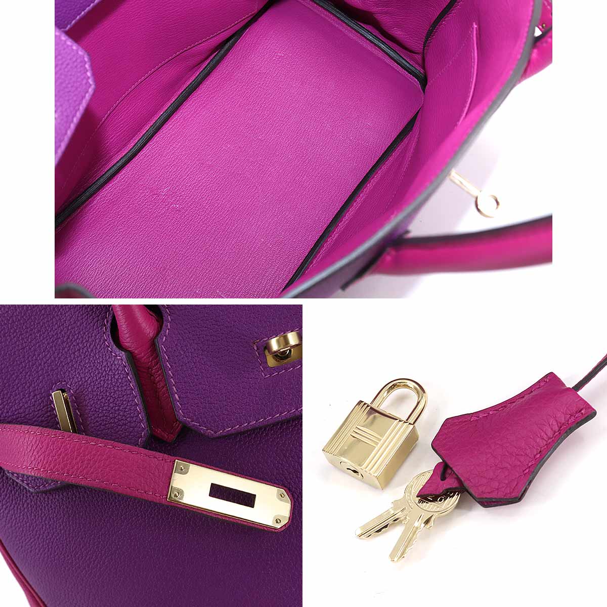 SPO Birkin 30 Hand Bag Togo Anemone Rose Purple Purse C