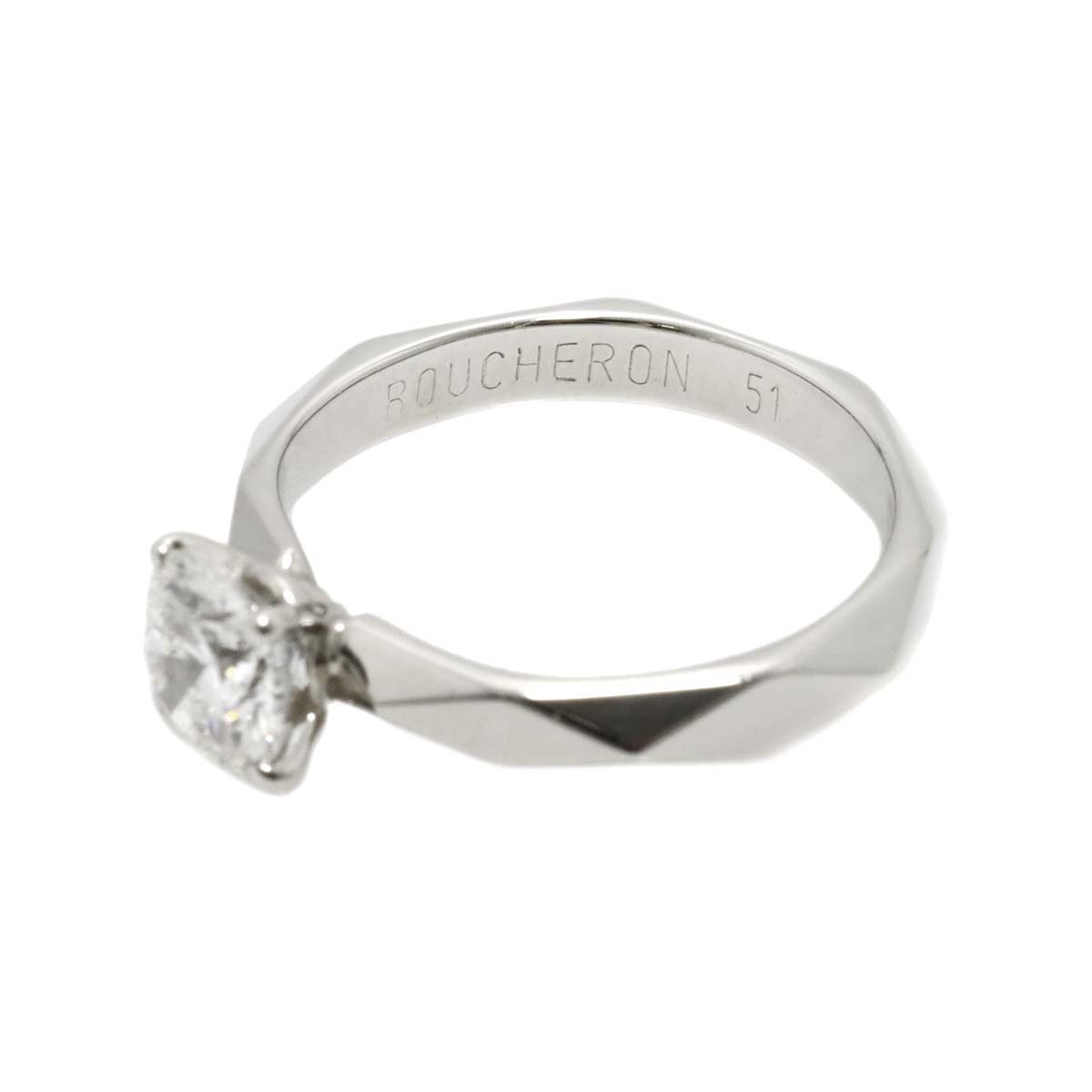 BOUCHERON Facet Diamond 0.76ct F/VVS2 Ring Platinum Size4(US)