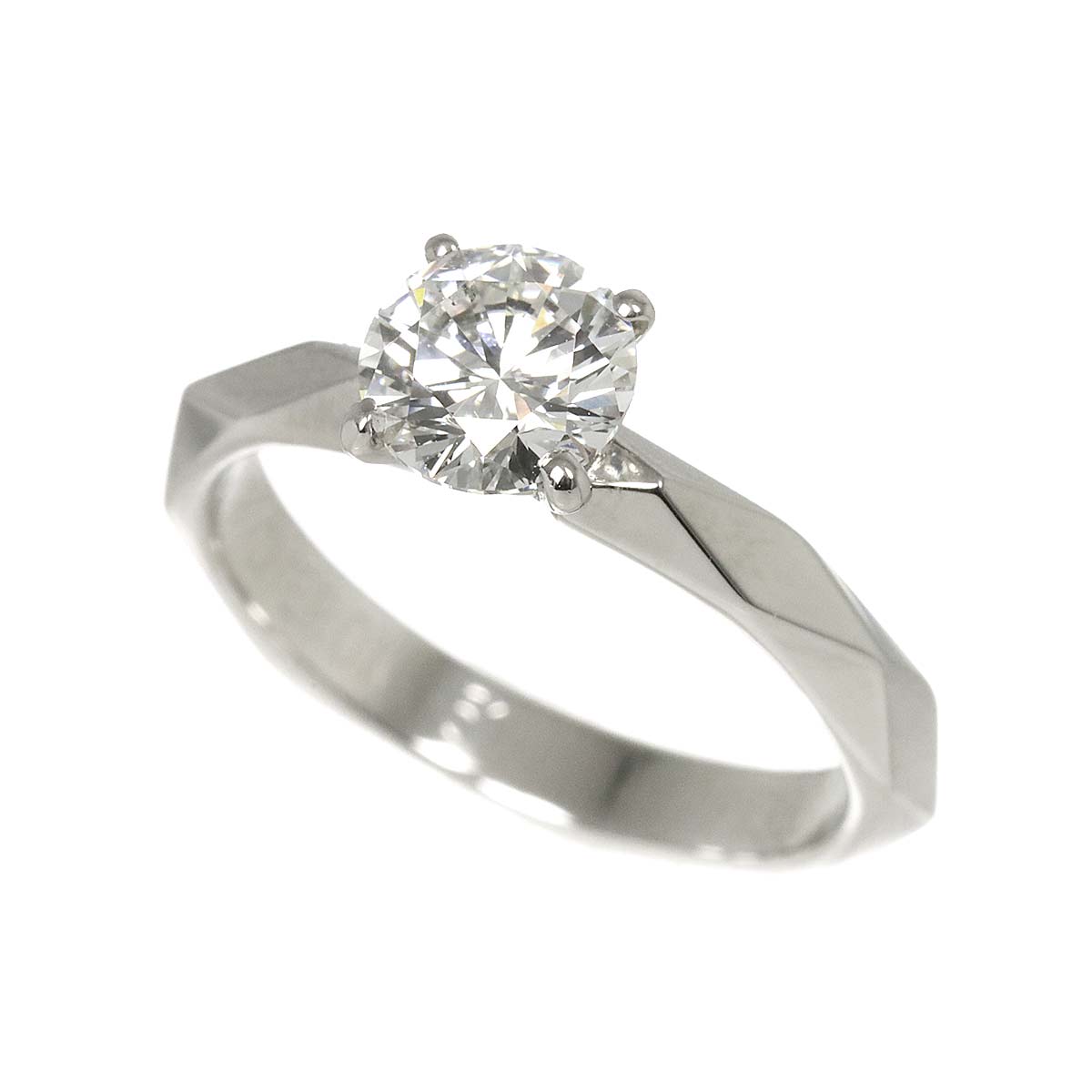 BOUCHERON Facet Diamond 0.76ct F/VVS2 Ring Platinum Size4(US)