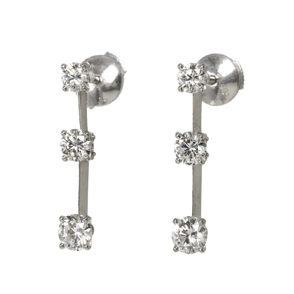 BOUCHERON Diamond Earring Pierced Pt 18K WG 750