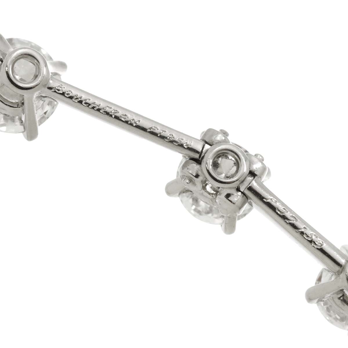 BOUCHERON Diamond Earring Pierced Pt 18K WG 750