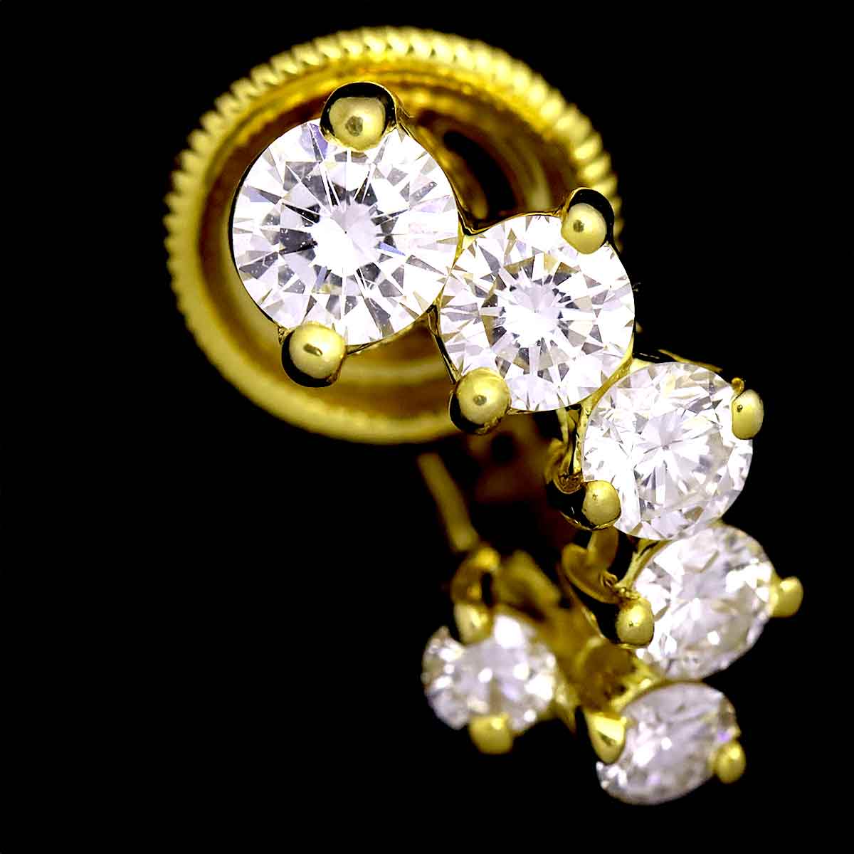 Diamond Earrings Clip on 18K YG Yellow Gold 750