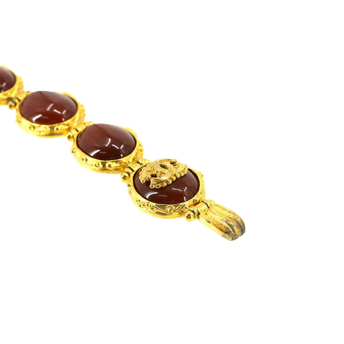 Color Stone Bracelet Red Gold 96A Vintage Accessory
