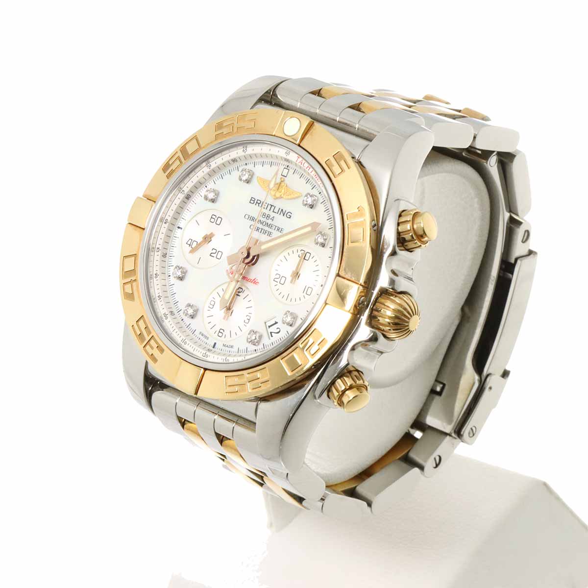 Chronomat 41 CB0140 8P Diamond PG Date White Shell Dial