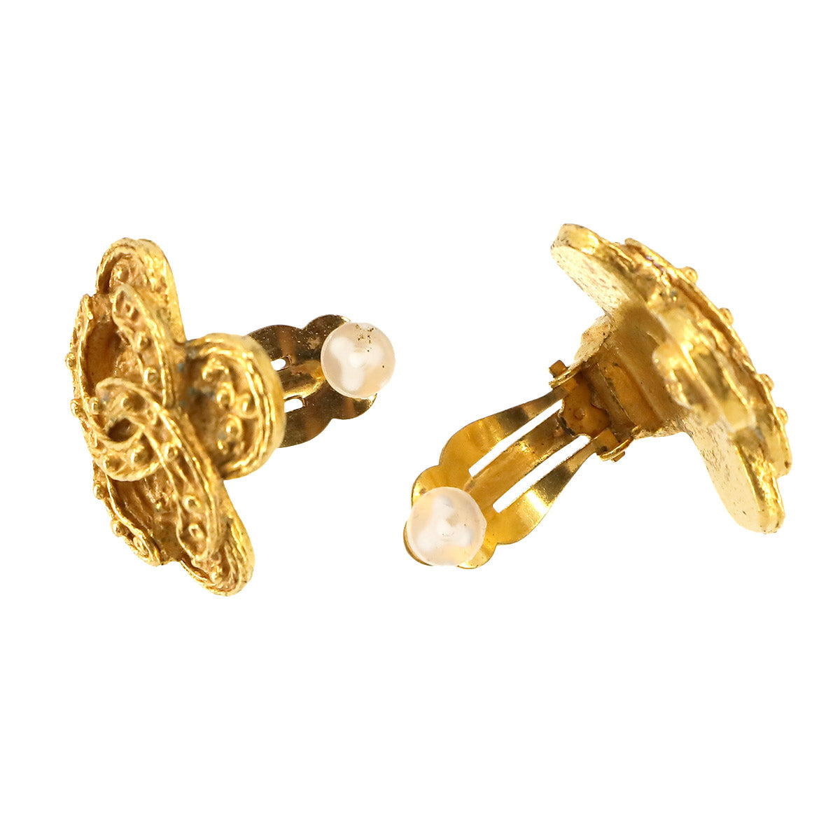Coco Logos Earrings Gold 94A Accessory Vintage