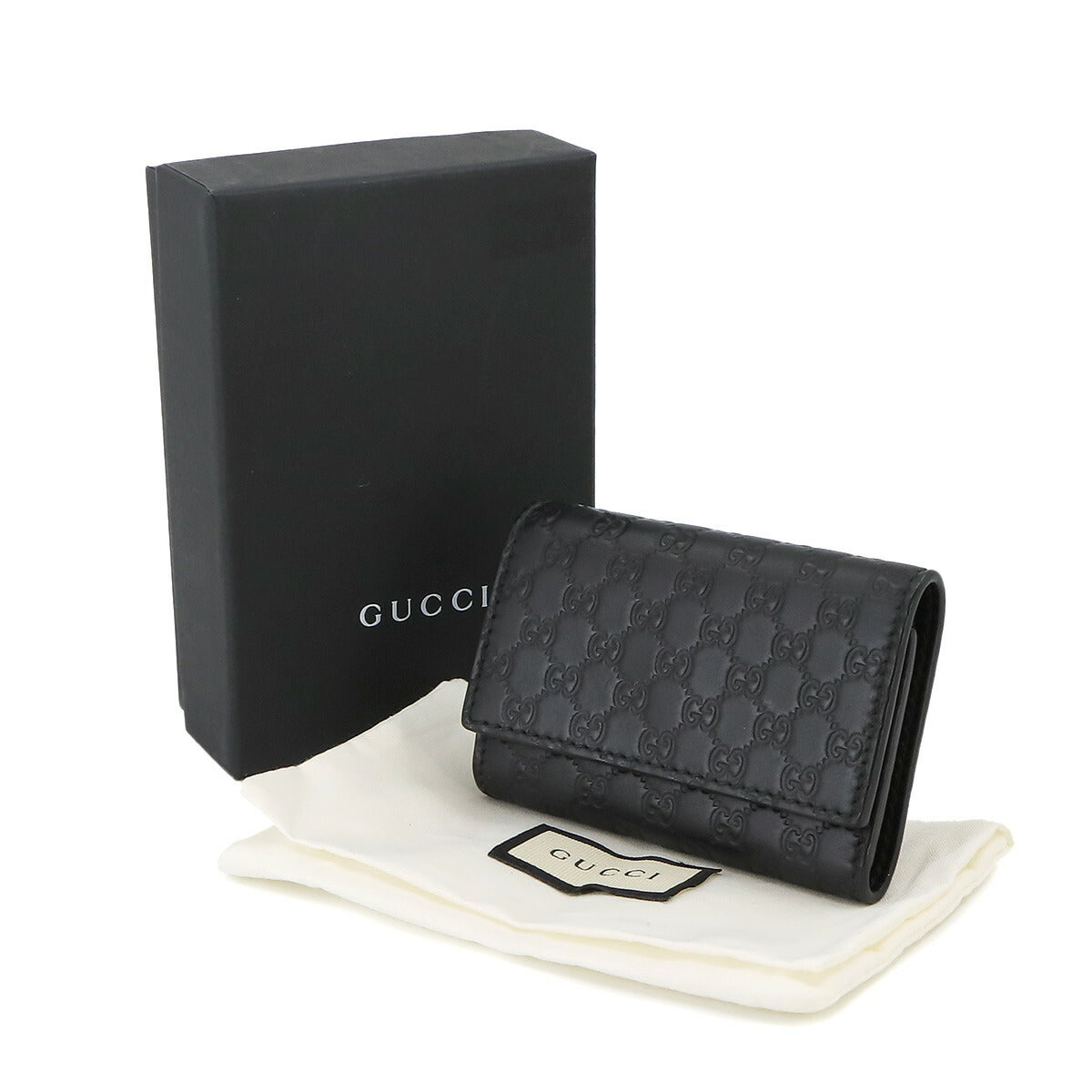 Micro Guccissima Key Holder Case Leather Black 150402