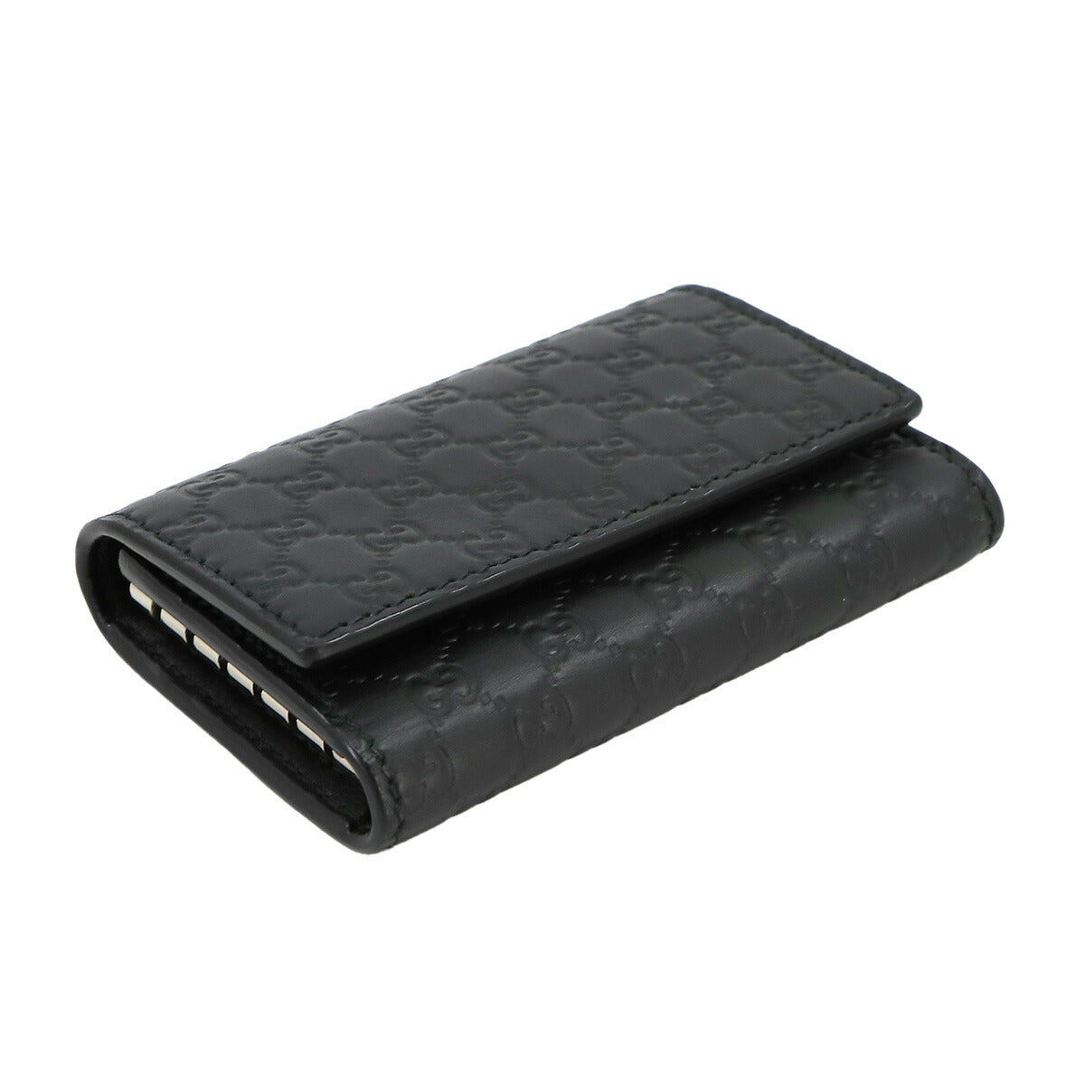 Micro Guccissima Key Holder Case Leather Black 150402