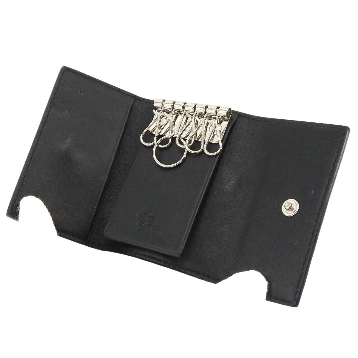 Micro Guccissima Key Holder Case Leather Black 150402