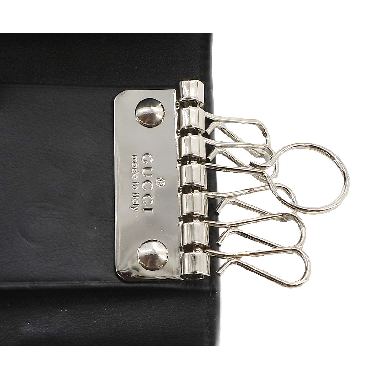 Micro Guccissima Key Holder Case Leather Black 150402