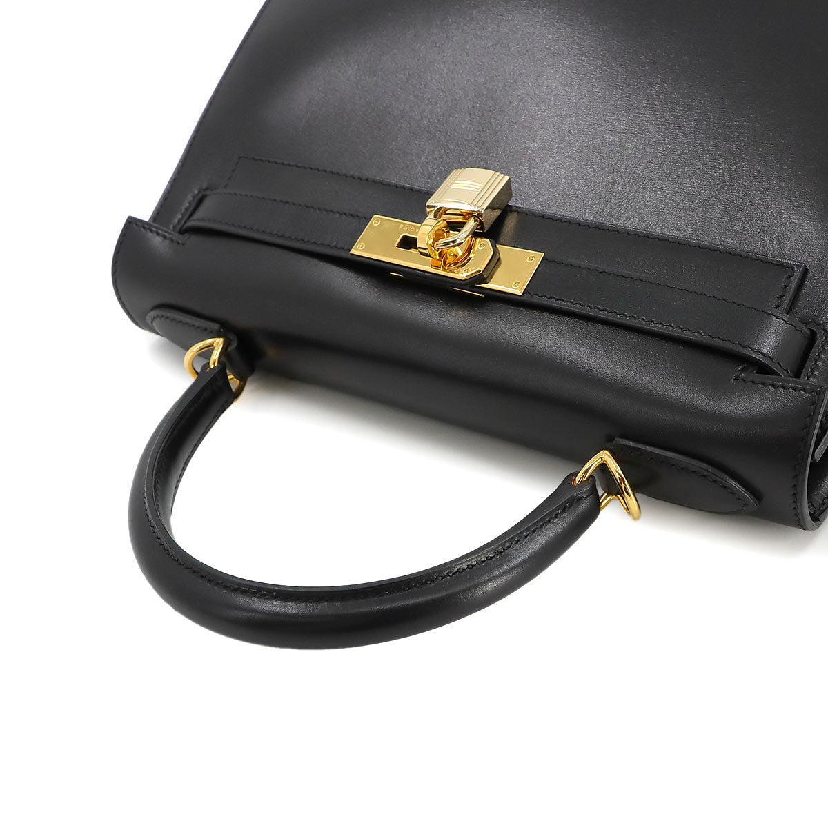 Kelly 28 2way Hand Shoulder Bag Box Calf Leather Black Purse 90236024