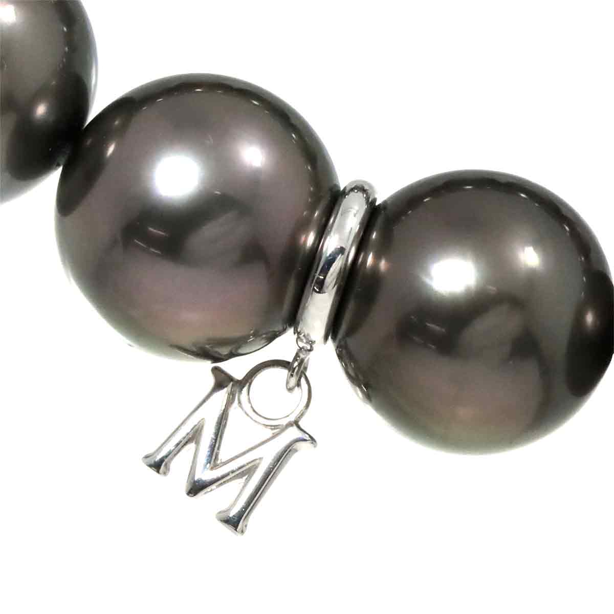 Black Pearl 12.1-8.9mm Sapphire Diamond Necklace 18K WG 750