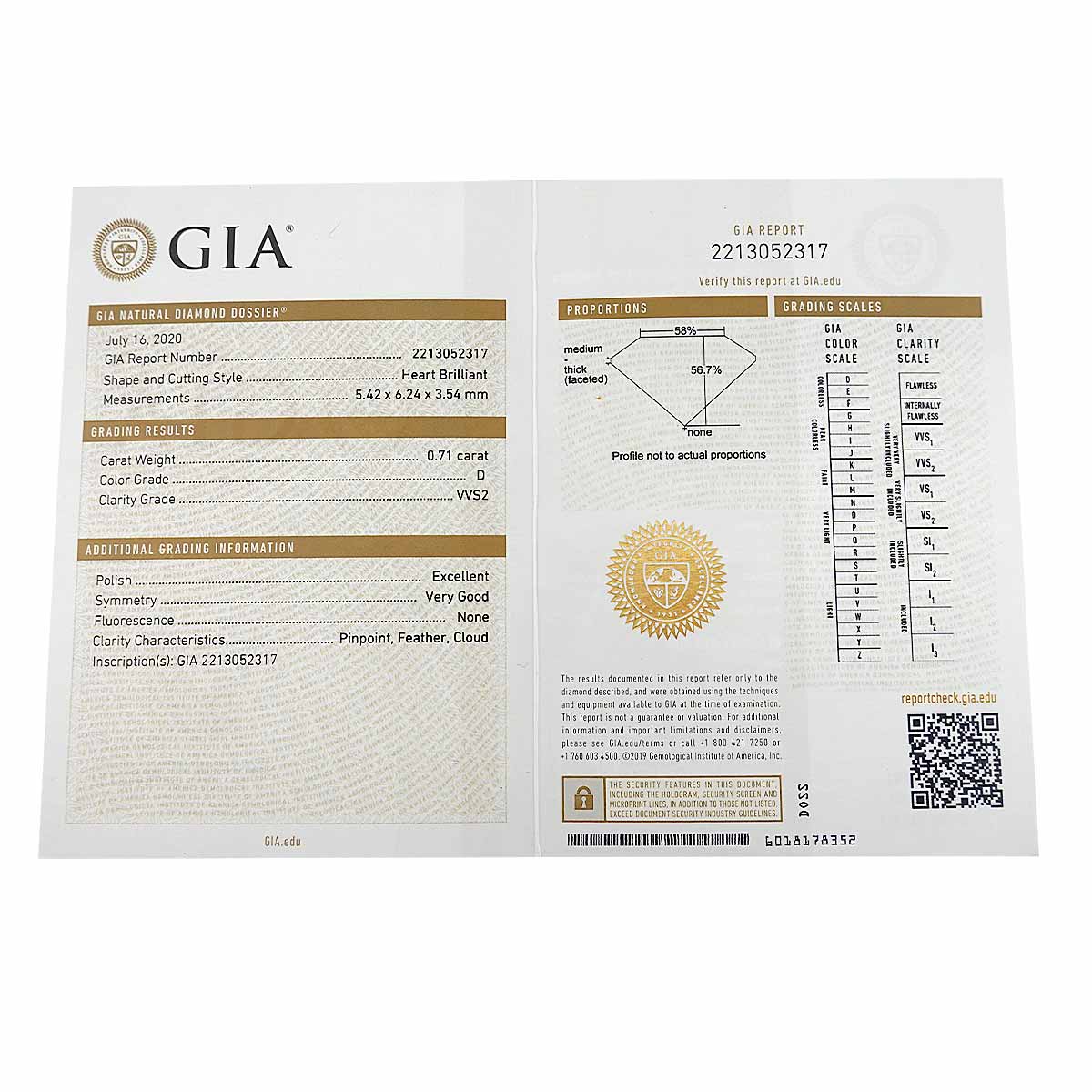 Heart Diamond 0.71ct D/VVS2 Necklace Pt