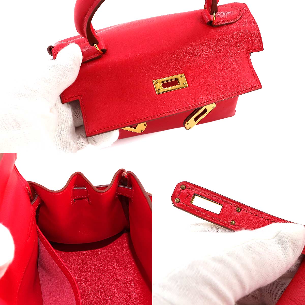 Mini Kelly 2way Hand Shoulder Bag Veau Gulliver Red Purse