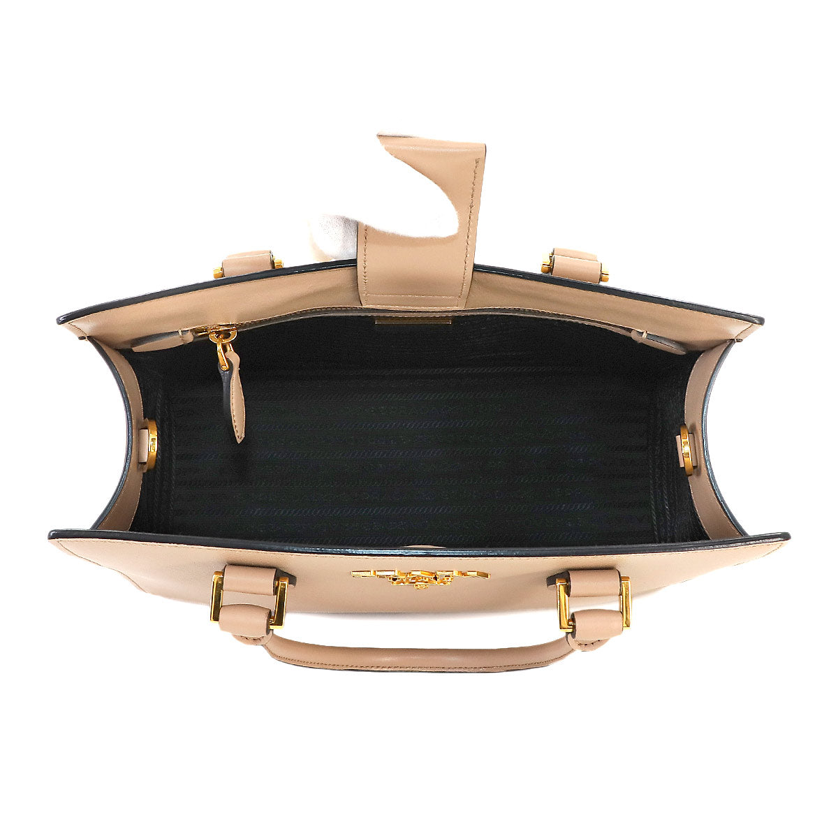 Saffiano 2way Hand Shoulder Bag Leather Beige 1BA227 Purse 90236682