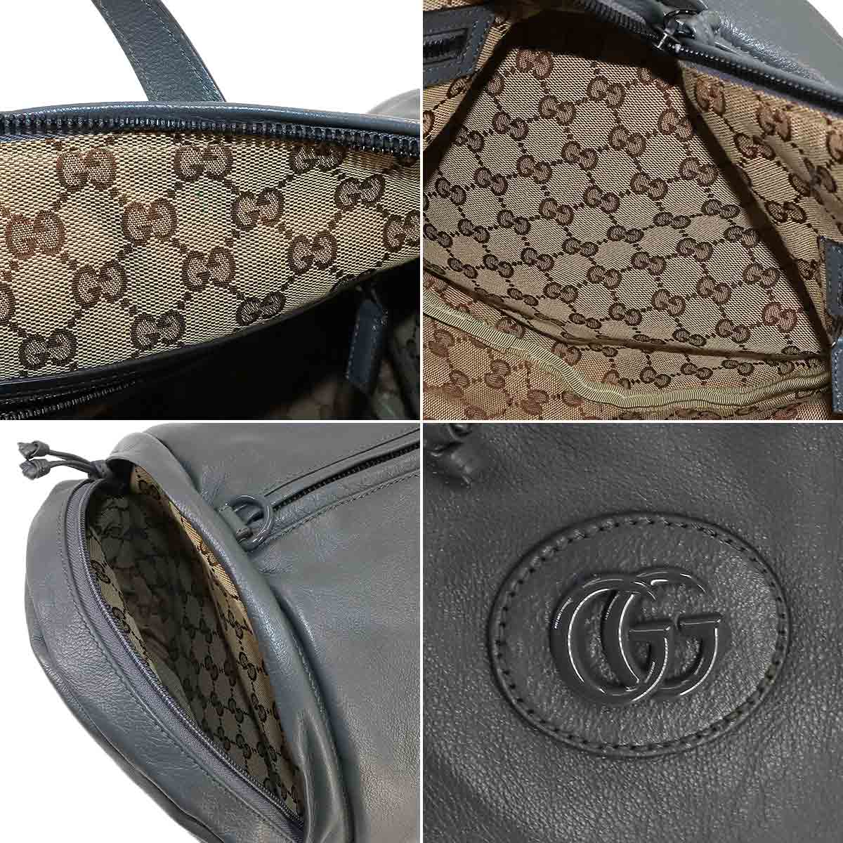 Ophidia Duffel Shoulder Bag Leather Gray 725699 Purse 90239005