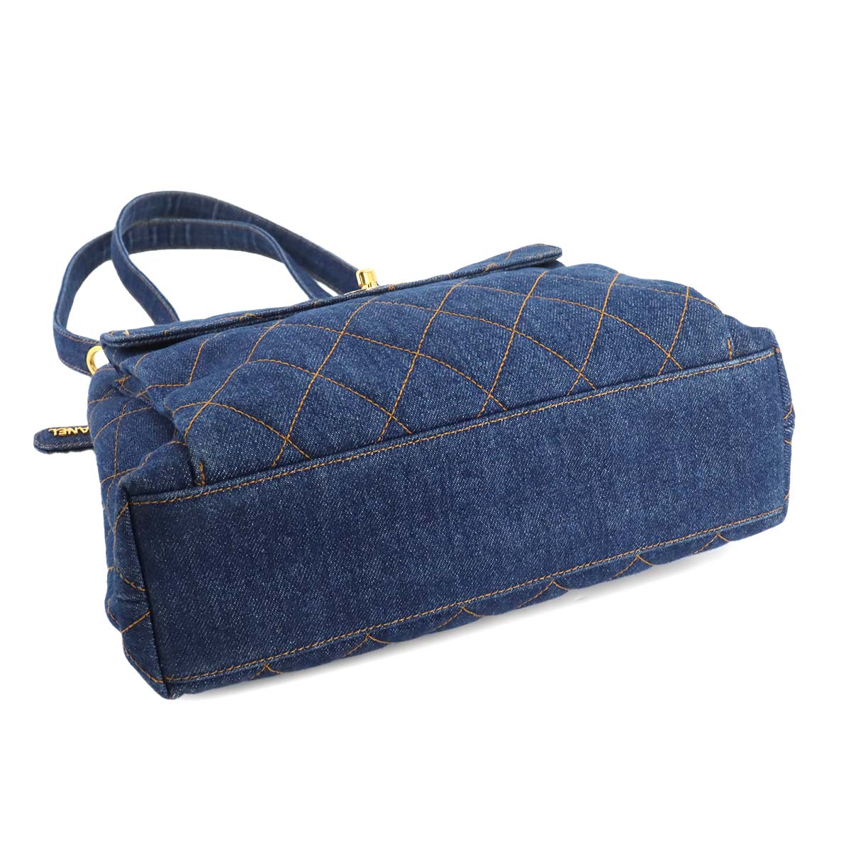 Matelasse Chain Shoulder Bag Denim Blue Vintege