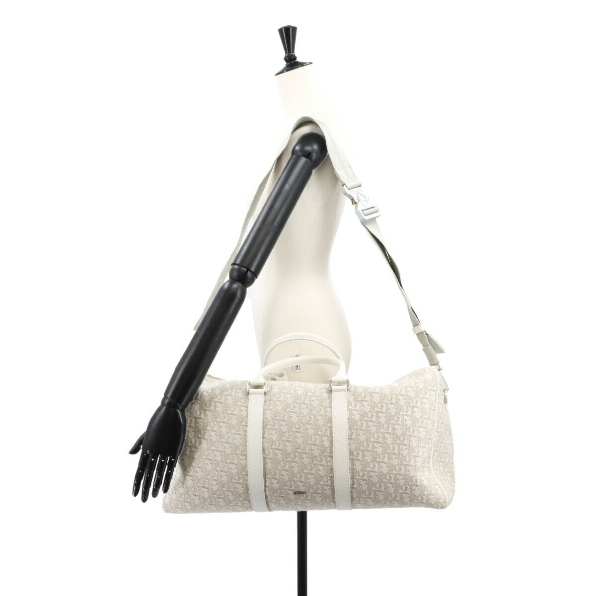 Oblique 2way Boston Shoulder Bag Canvas Leather