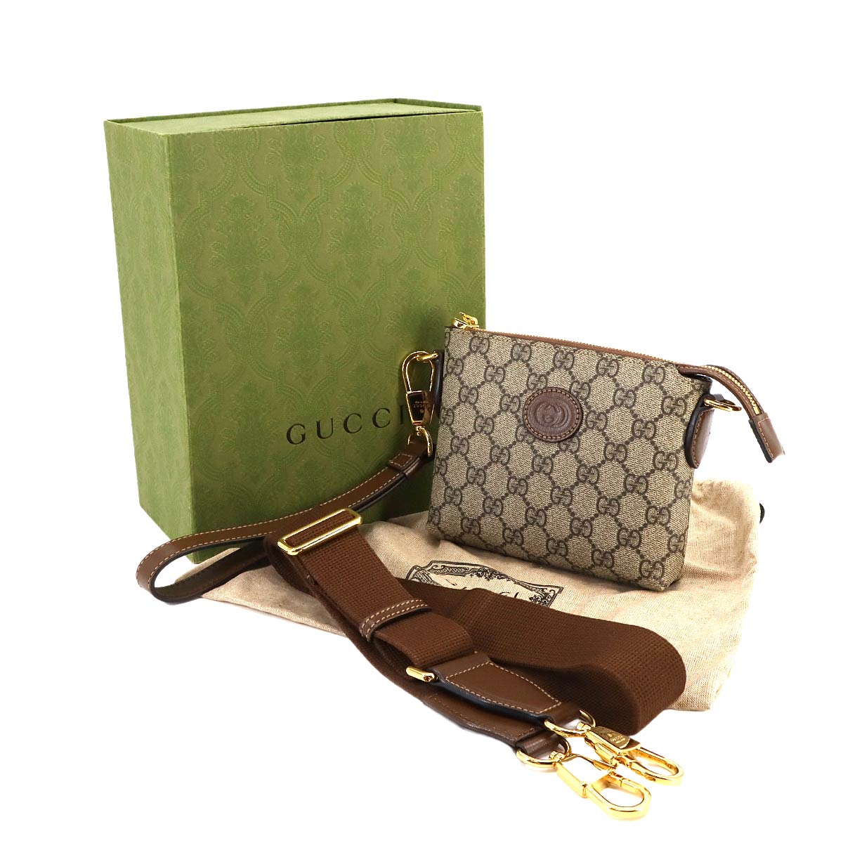 Interlocking G Clutch Shoulder Bag GG Supreme Beige 723306 90241416
