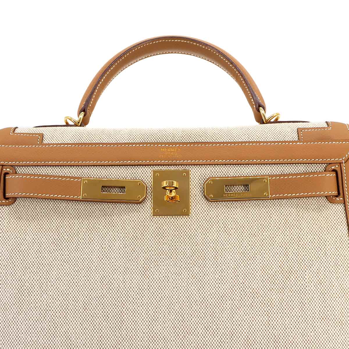 Kelly 32 2way Hand Shoulder Bag Toile H Couchevel Natural Purse 90242088