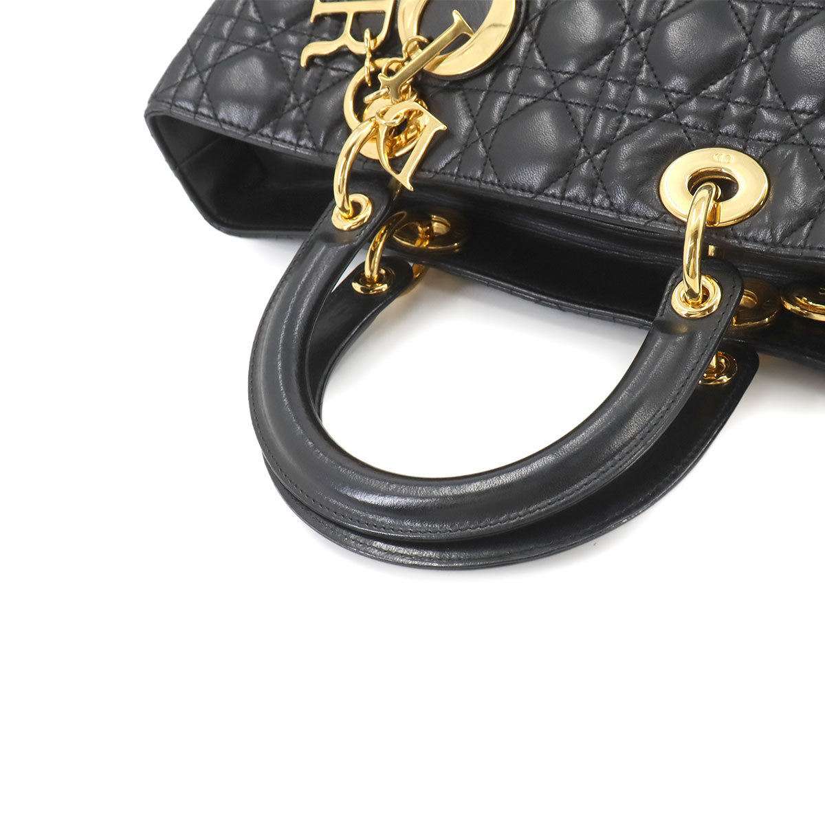 Lady Dior Large 2way Hand Shoulder Bag Leather Black