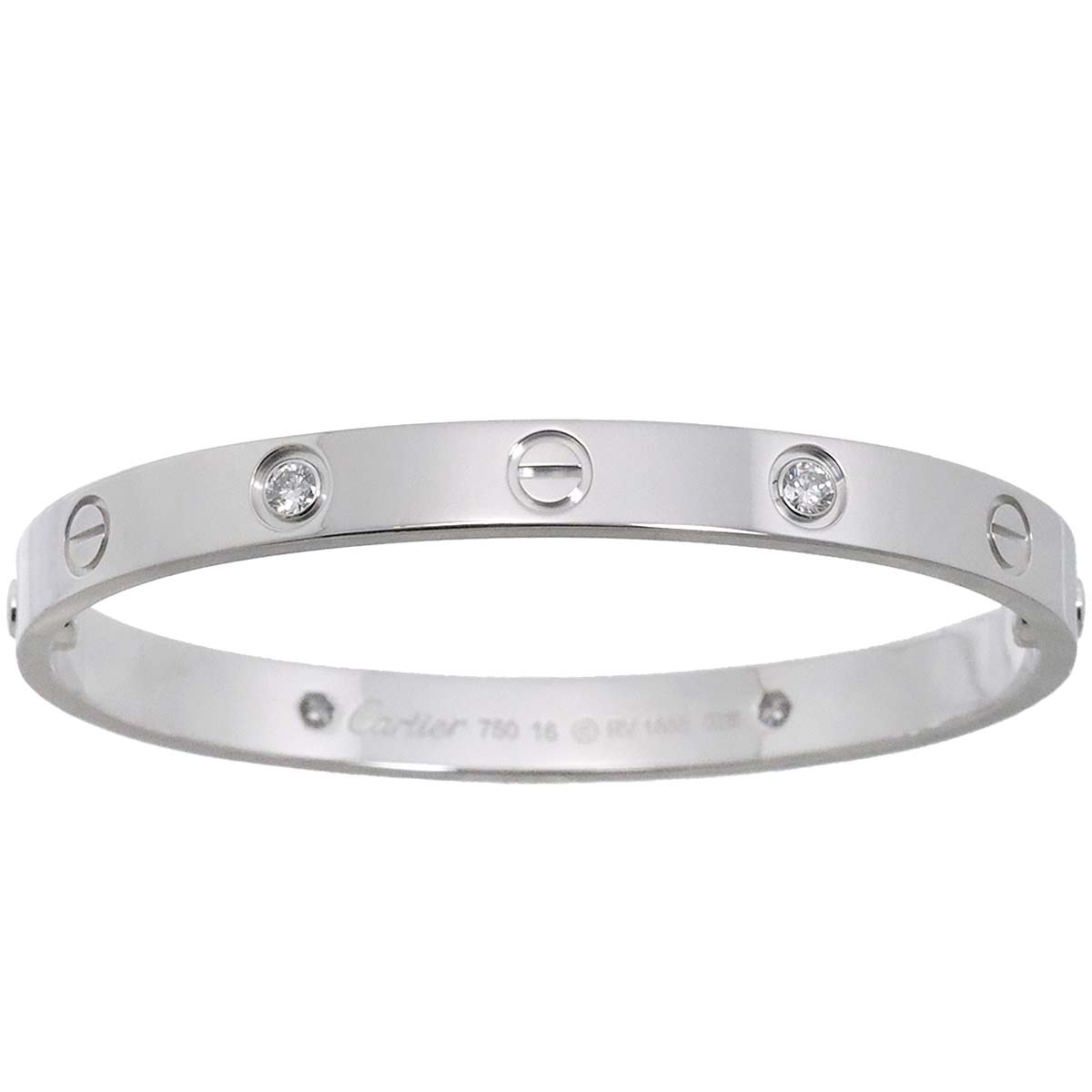 Love Bracelet Diamond 4P Bangle 18K WG 750 Size16 90244219