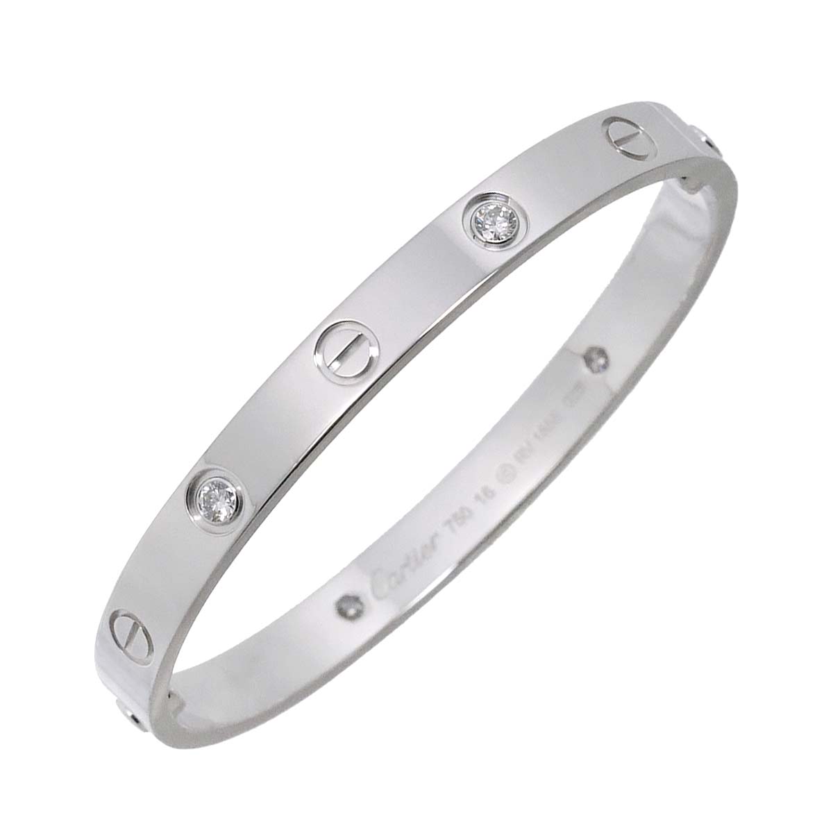 Love Bracelet Diamond 4P Bangle 18K WG 750 Size16 90244219