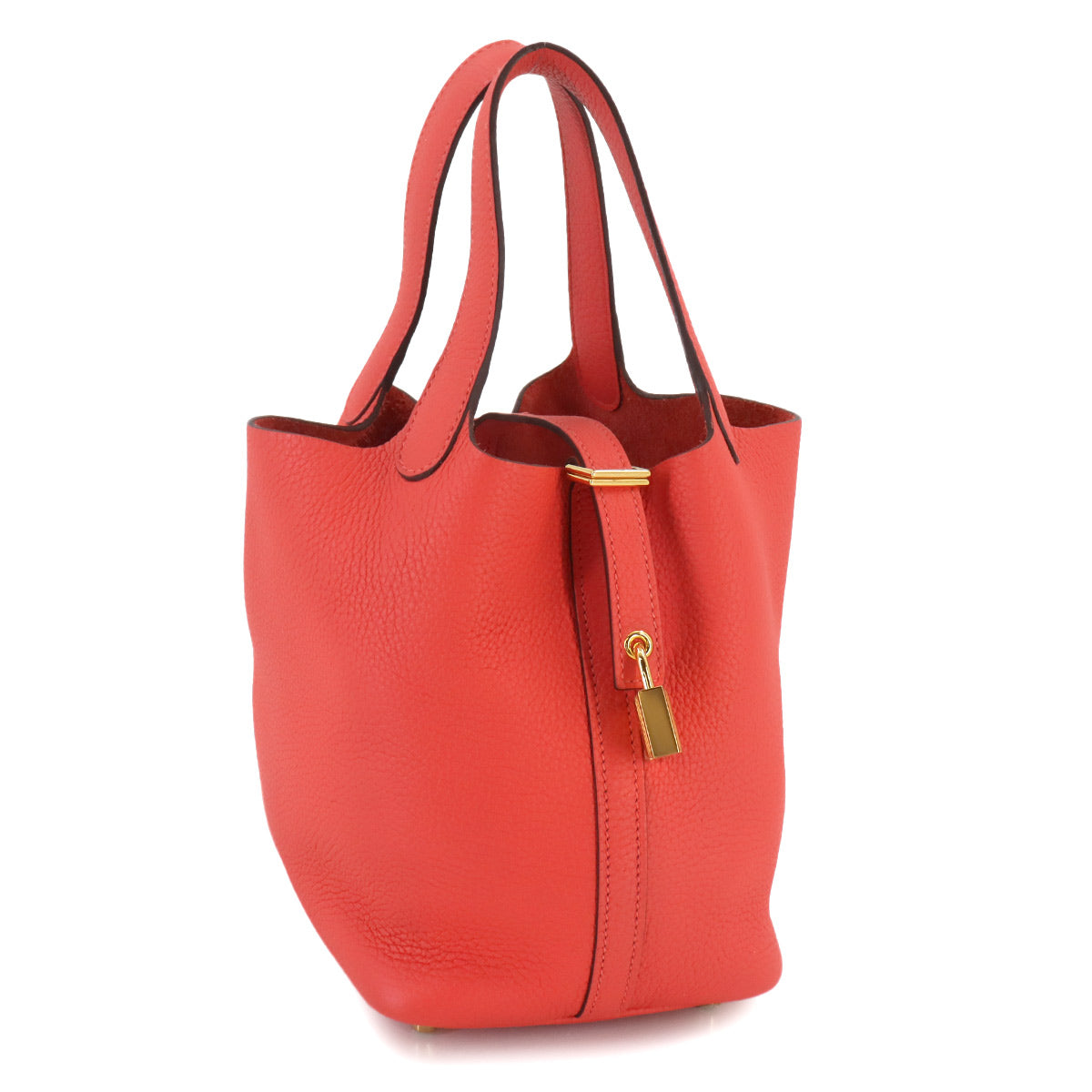 Picotin Lock PM Hand Bag Taurillon Clemence Rouge pivoine