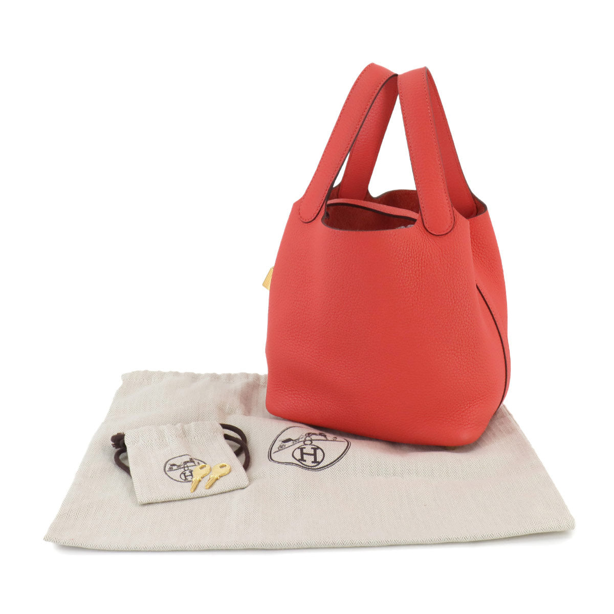 Picotin Lock PM Hand Bag Taurillon Clemence Rouge pivoine
