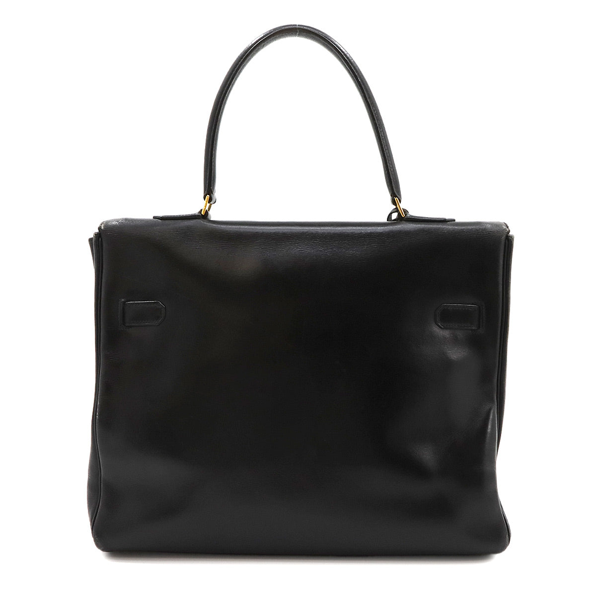 VINTAGE Kelly Monaco Hand Bag Box calf Black Sac a Courroies 90245232