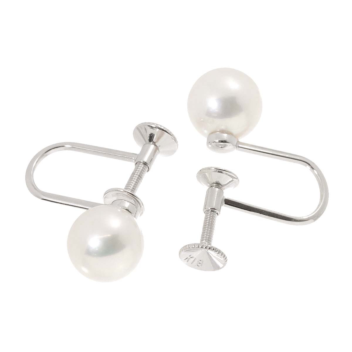 MIKIMOTO Akoya Pearl 6.8mm Earrings 18K WG 750