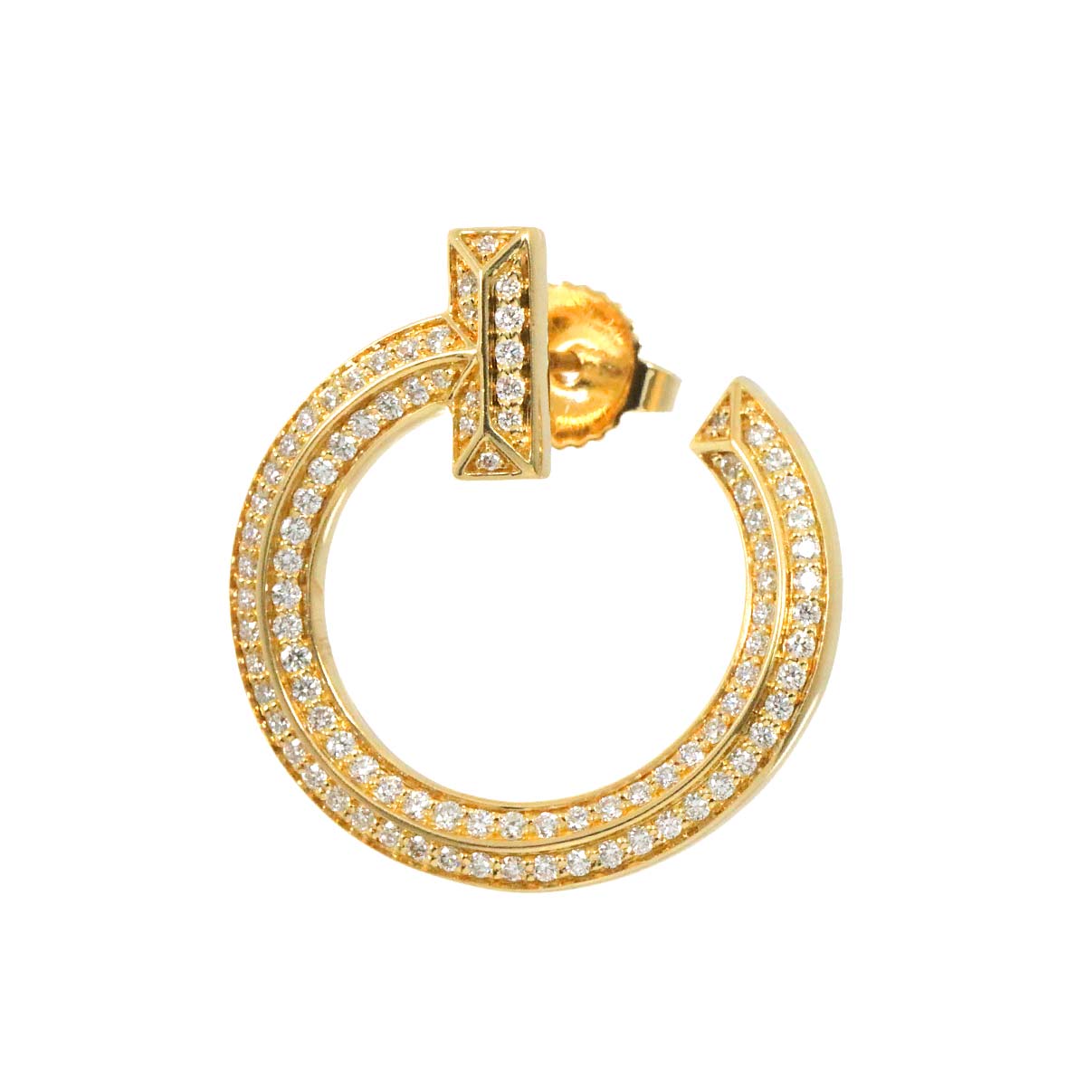 T ONE Diamond Earring Pierced 18K YG One Piece only