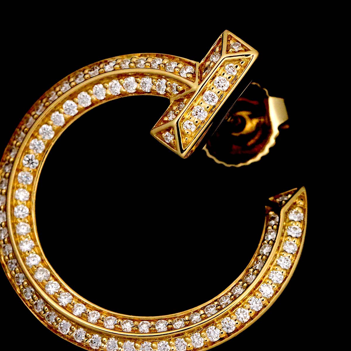 T ONE Diamond Earring Pierced 18K YG One Piece only