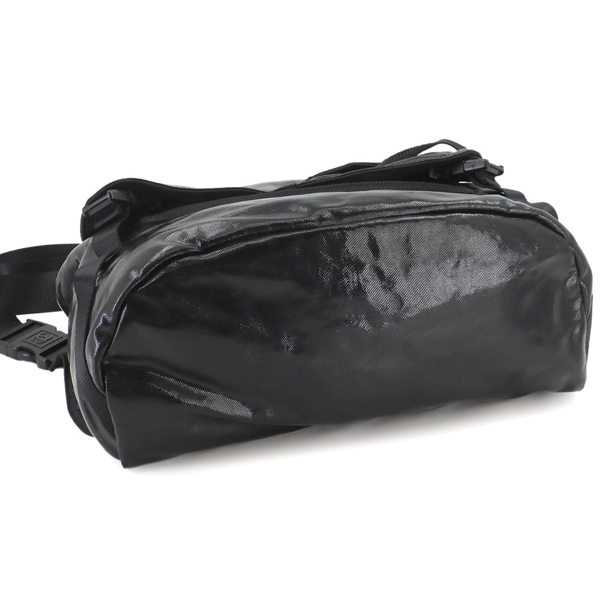 Sports Line Shoulder Bag PVC Nylon Black Coco Logos Purse