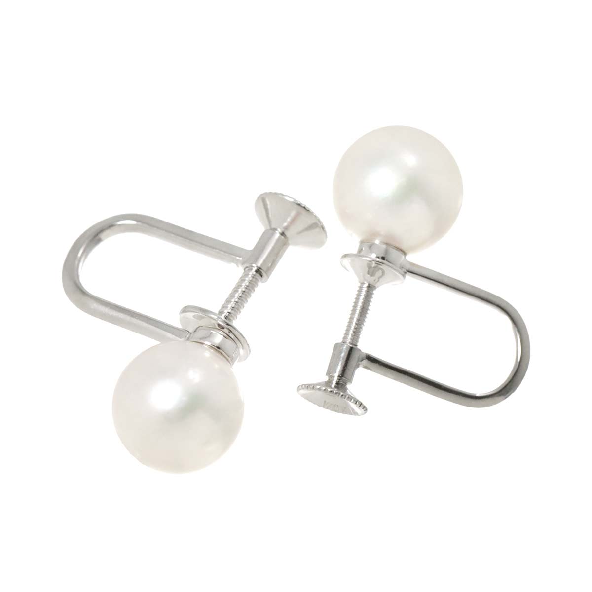 MIKIMOTO Akoya Pearl 7.7mm Earrings 14K White Gold 585