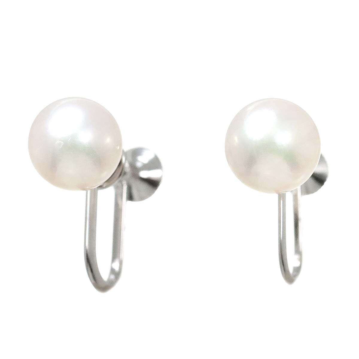 MIKIMOTO Akoya Pearl 7.7mm Earrings 14K White Gold 585