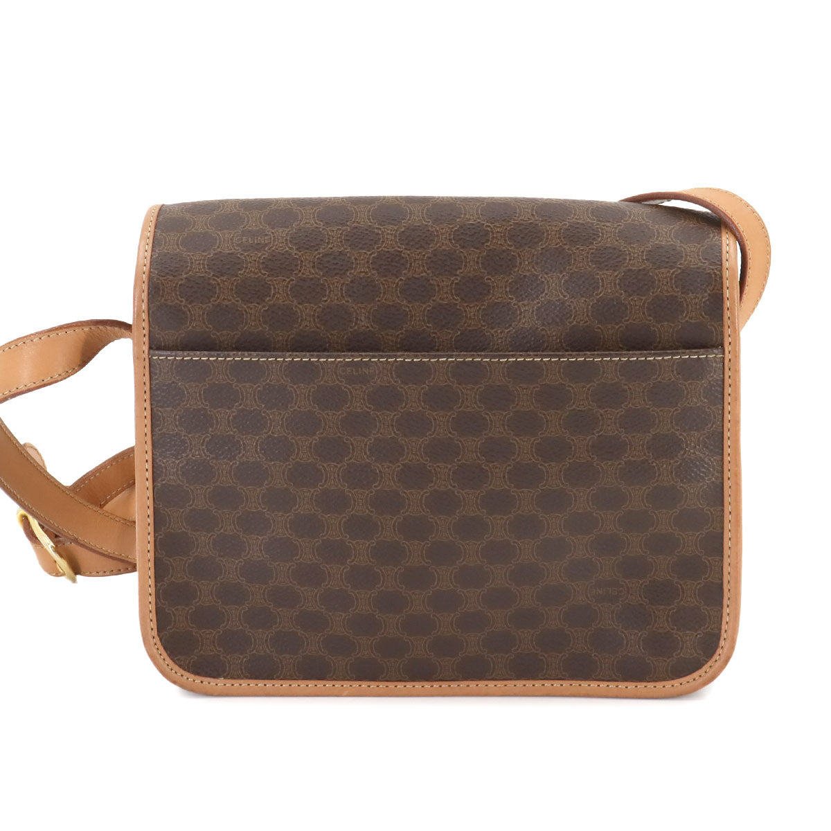 Macadam Shoulder Bag Leather PVC Brown Circle Logos Vintage