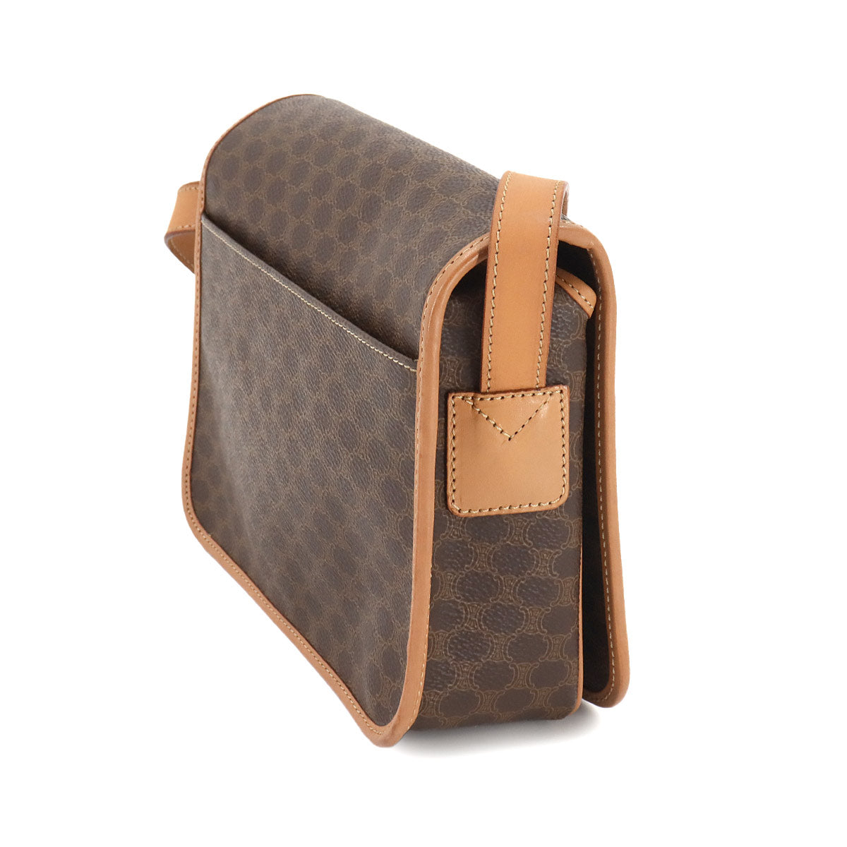 Macadam Shoulder Bag Leather PVC Brown Circle Logos Vintage