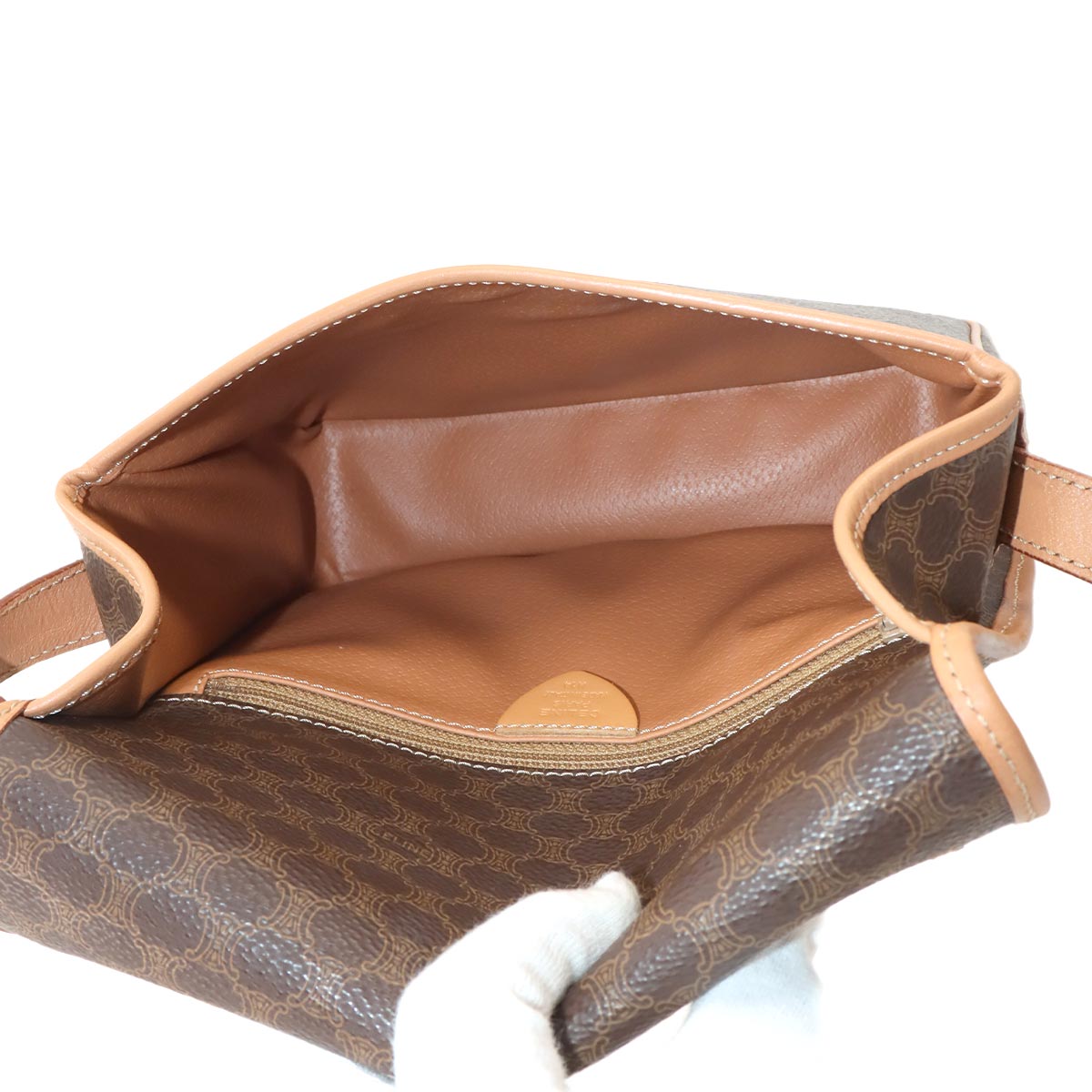 Macadam Shoulder Bag Leather PVC Brown Circle Logos Vintage