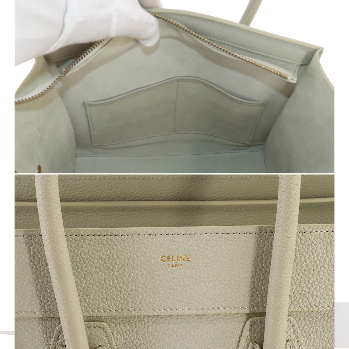 Luggage Micro Shopper Hand Bag Leather Light green 189793