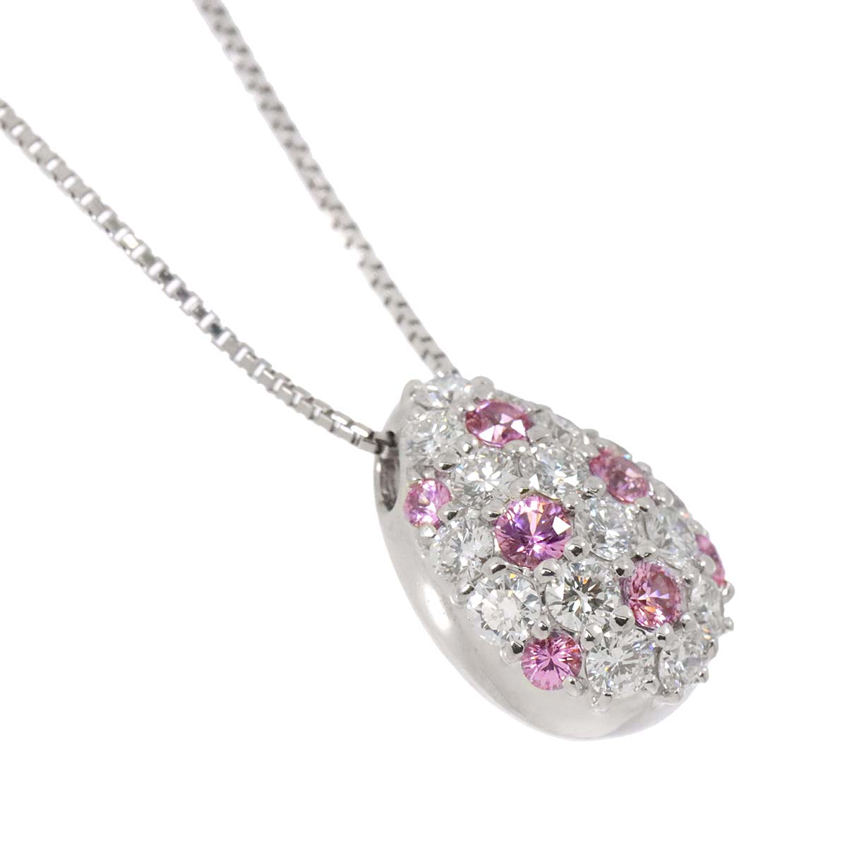 Sapphire Diamond 0.74ct Necklace 18K White Gold 750