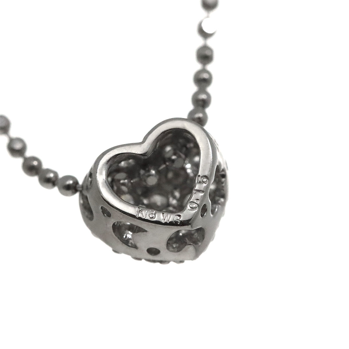 Heart Motif Diamond 0.15ct Necklace 18K White Gold 750